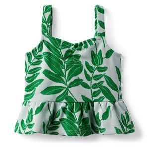 Janie and Jack Green Leaf Print Top